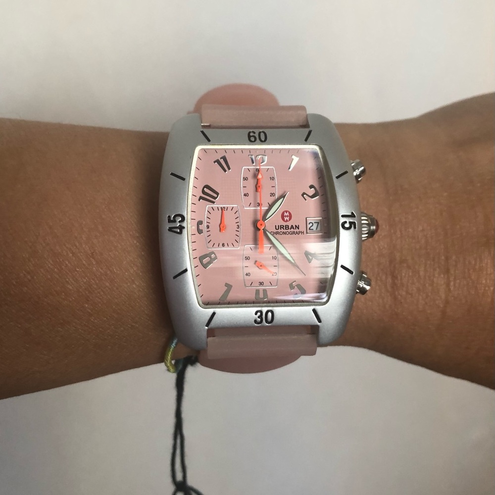 NWT/NWOB Michele Urban Chronograph 71-195-A Silicone Band Watch( New Battery)